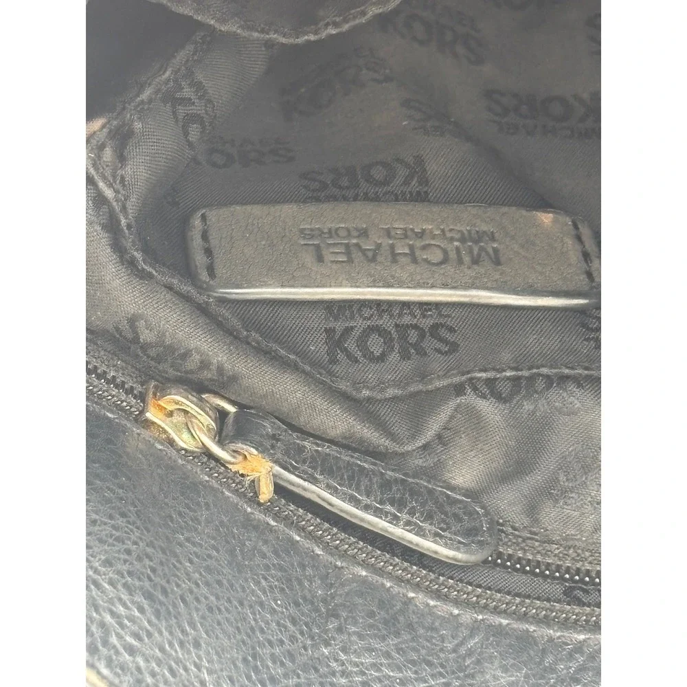 MICHAEL KORS Black Leather Bag Handbag Pebbled Leather Chain Shoulder Medium